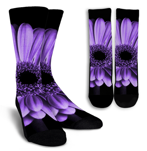 Purple petaled flower-Crew Socks