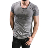 Short Sleeve Zip Round Neck Hip Hop T Shirts