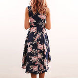 Floral Print Deep V Neck Mini Dress