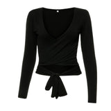 Crop V Neck Top Longsleeve