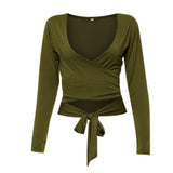 Crop V Neck Top Longsleeve